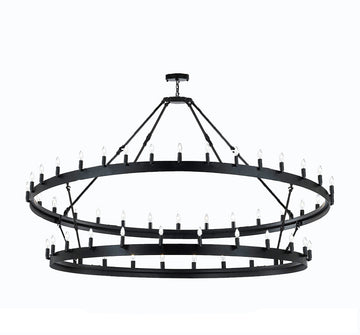 Inspired Camino Style Chandelier - Wrought Iron Vintage Barn Metal Castile Two Tier Chandelier Chandeliers Industrial Loft Rustic Lighting W 70" H 47" - G7-B48/3428/66