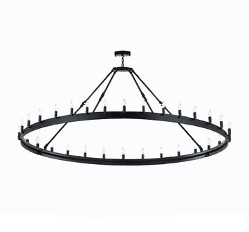 Inspired Camino Style Chandelier - Wrought Iron Vintage Barn Metal Castile One Tier Chandelier Chandeliers Industrial Loft Rustic Lighting W 70" H 33" - G7-B48B/3428/66