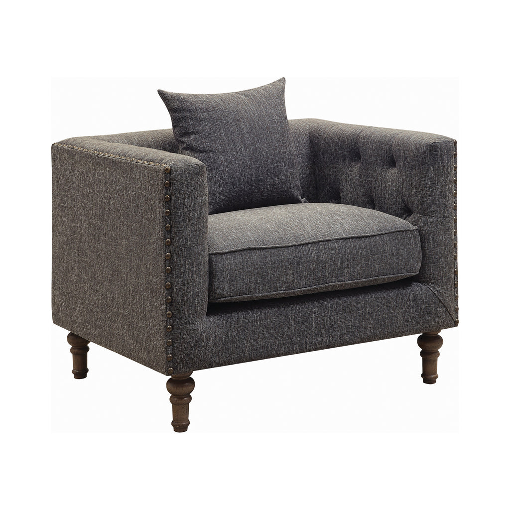 Set of 2 - Ellery Tuxedo Arm Tufted Sofa + Chair Grey - D300-10061