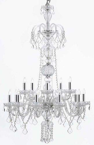 Crystal Chandelier Chandeliers Lighting with Chrome Sleeves! H48" x W32" - F46-B43/CLEAR/590/15