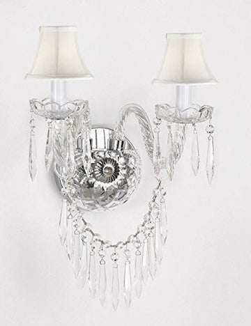 Murano Venetian Style All-Crystal Wall Sconce And - With White Shades - G46-Whiteshades/B27/2/386
