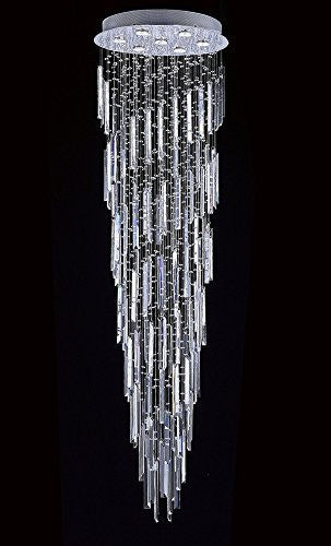 Modern Contemporary Chandelier "Rain Drop" Chandeliers Lighting With Empress Crystal (Tm) Optical-Quality Fringe Prisms H 67" W 21" - G902-B40/9414/7