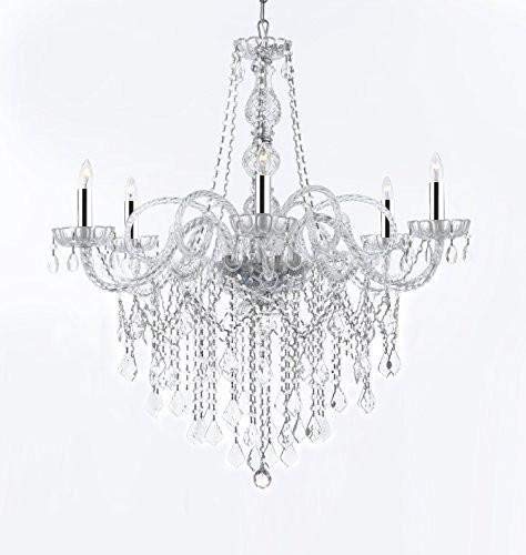 Murano Venetian Style All-Crystal Chandelier Chandeliers W/Chrome Sleeves! H38" X W32" - G46-B43/B12/B67/385/6