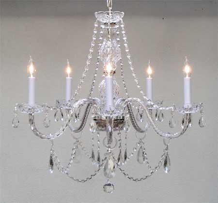Swarovski Crystal Trimmed Chandelier Chandeliers Lighting 25X24 H25" X W24" - Go-A46-380/5Sw