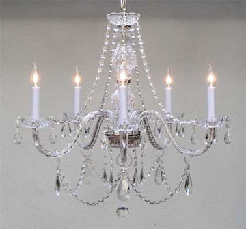 Swarovski Crystal Trimmed Chandelier Chandeliers Lighting 25X24 H25" X W24" - Go-A46-380/5Sw