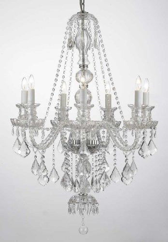 New Clear Crystal Chandelier Lighting H37" X W26" - G46-Clear/Sm/490/7
