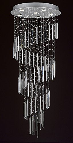 Modern Contemporary Chandelier "Rain Drop" Helix Chandeliers Lighting With Empress Crystal (Tm) Optical-Quality Fringe Prisms H60"Xw26" - G902-B40/958/6