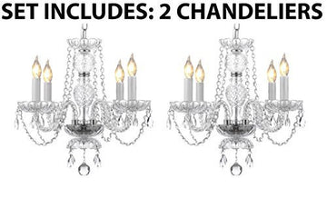 Two Piece Lighting Set - Pair Of Kitchen Island Mini Empress Crystal (Tm) Chandeliers Lighting H17" X W17" - 2Ea J10-26098/4