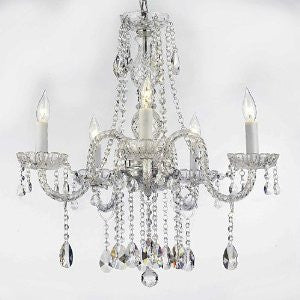 Authentic All Crystal Chandeliers Lighting Chandeliers H27" X W24" Swag Plug In-Chandelier W/ 14' Feet Of Hanging Chain And Wire - A46-B15/B14/384/5