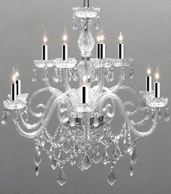 Gallery Crystal Chandelier Lighting Chandeliers with Chrome Sleeves! Size: H27 X W32 - F46-B43/386/6+6
