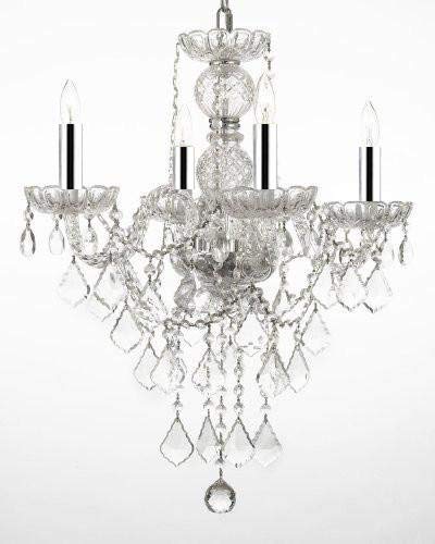 New! Authentic All Crystal Chandelier Chandeliers Lighting w/Chrome Sleeves! - J10-B43/3/26098/4