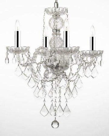 New! Authentic All Crystal Chandelier Chandeliers Lighting w/Chrome Sleeves! - J10-B43/3/26098/4