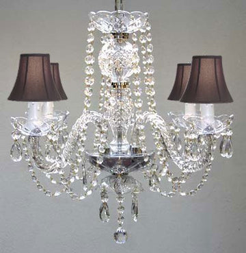 All Crystal Chandelier With Black Shades - J10-Blackshades/26098/4