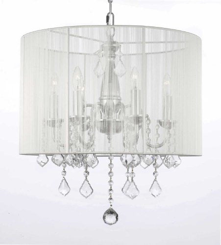 Crystal Chandelier With Large White Shade H 19.5" X W 18.5" - J10-1126/6