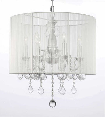 Crystal Chandelier With Large White Shade H 19.5" X W 18.5" - J10-1126/6