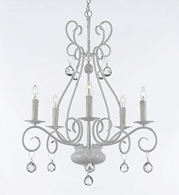 Wrought Iron Chandelier With Crystal Bal - P7-/White/B6/441/5