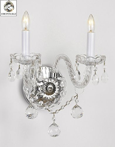 Swarovski Crystal Trimmed Chandelier Murano Venetian Style All-Crystal Wall Sconce With Crystal Balls - G46-B6/2/386 Sw