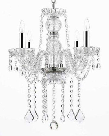Swarovski Crystal Trimmed Chandelier! Authentic All Crystal Chandeliers Lighting Chandeliers w/Chrome Sleeves! - J10-B43/B14/26098/4 SW