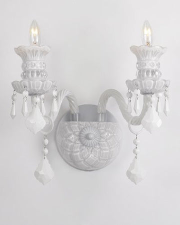 Snow White Venetian Style Crystal Wall Sconce Lighting - A46-Sconce/White/2/490
