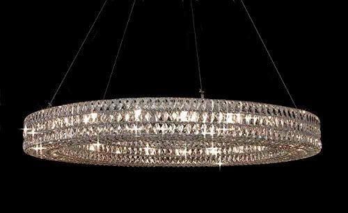 *CLOSEOUT PRICE - LIMITED QUANTITY LEFT* Crystal Nimbus Ring Chandelier Modern / Contemporary Light 59" W - Good For Dining Room Foyer Entryway Family Room Etc H6.5" X W59" - CO-3063/21