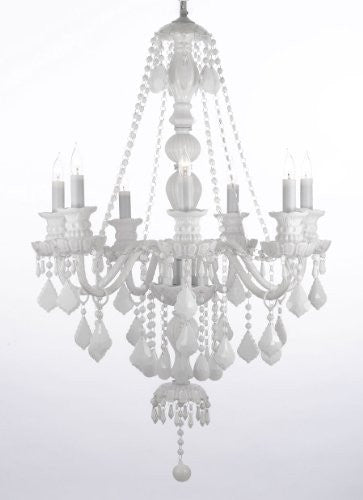 Snow White Crystal Chandelier Lighting H37" X W26" - G46-White/Sm/490/7