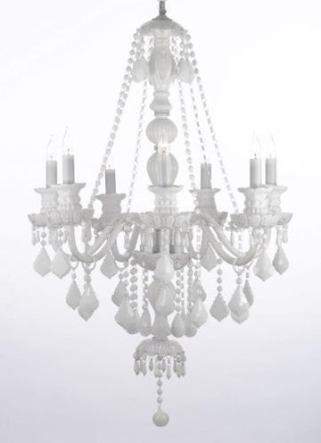 Snow White Crystal Chandelier Lighting H37" X W26" - G46-White/Sm/490/7