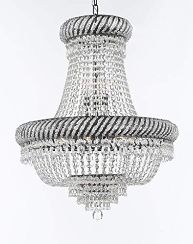Swarovski Crystal Trimmed French Empire Chandelier Lighting H26" X W23" with Dark Antique Finish! Great for The Dining Room, Foyer, Entry Way, Living Room! - A500-CB/448/9SW