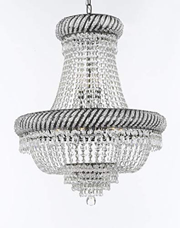 Swarovski Crystal Trimmed French Empire Chandelier Lighting H26" X W23" with Dark Antique Finish! Great for The Dining Room, Foyer, Entry Way, Living Room! - A500-CB/448/9SW