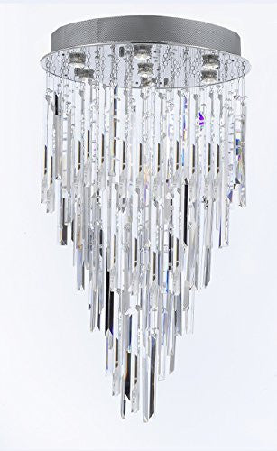 Modern Contemporary Chandelier "Rain Drop" Chandeliers Lighting With Empress Crystal (Tm) Optical-Quality Fringe Prisms H 30" W 24" - G93-B28/815/7
