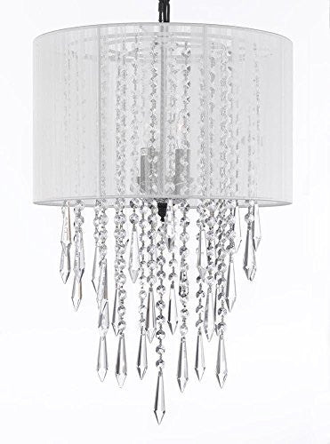 Crystal Chandelier Empress Crytal (Tm) Chandeliers With Large White Shades H24" X W15" - G7-B27/White/3/26028/3