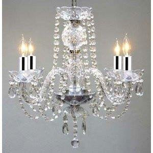 New! Authentic All Crystal Chandelier Chandeliers H17" x W17" SWAG PLUG IN-CHANDELIER W/14' FEET OF HANGING CHAIN AND WIRE W/CHROME SLEEVES! - J10-B43/B15/26098/4