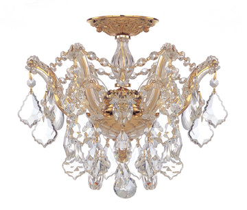3 Light Gold Crystal Ceiling Mount Draped In Clear Spectra Crystal - C193-4430-GD-CL-SAQ