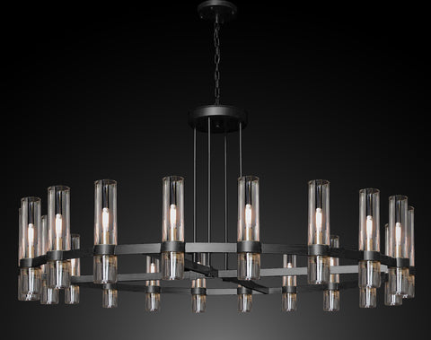 *CLOSEOUT PRICE - LIMITED QUANTITY LEFT* Varella Round Chandelier 60" Vintage Barn Metal Industrial Loft Rustic Lighting Great for Living Room, Dining Room, Foyer and Entryway - CO-CB/4461/20