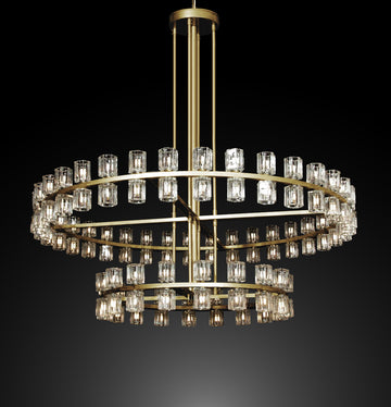 Inspired Arcachon Style Archanne Round 2-Tier Chandelier Lighting 60" Great For The Family Room, Living Room, Entryway, Foyer, And More - A500-CG/4511/108