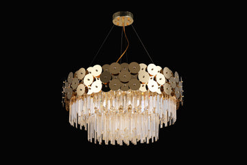 Palladium Glass Fringe Chandelier Chandeliers Lighting 32" Wide-  Great for The Dining Room, Living Room, Family Room, Foyer, Entryway, Bedroom and More - G7-4733/12