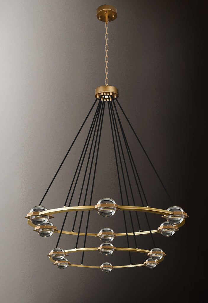 Eclatantes Round 2 Tier Chandelier 38" Lighting Chandeliers with LED Lighted Crystal Orbs - Great for The Living Room, Dining Room, Foyer and Entryway, Family Room, and More! - G7-CG/4853/18+12