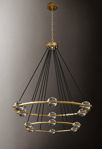 Eclatantes Round 2 Tier Chandelier 38" Lighting Chandeliers with LED Lighted Crystal Orbs - Great for The Living Room, Dining Room, Foyer and Entryway, Family Room, and More! - G7-CG/4853/18+12