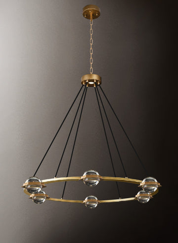 Eclatantes Round Chandelier 38" Lighting Chandeliers with LED Lighted Crystal Orbs - Great for The Living Room, Dining Room, Foyer and Entryway, Family Room, and More - G7-CG/4853/18