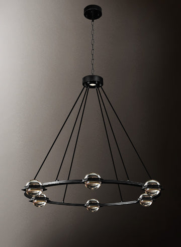 Eclatantes Round Chandelier 38" Lighting Chandeliers with LED Lighted Crystal Orbs - Great for The Living Room, Dining Room, Foyer and Entryway, Family Room, and More - G7-CB/4853/18