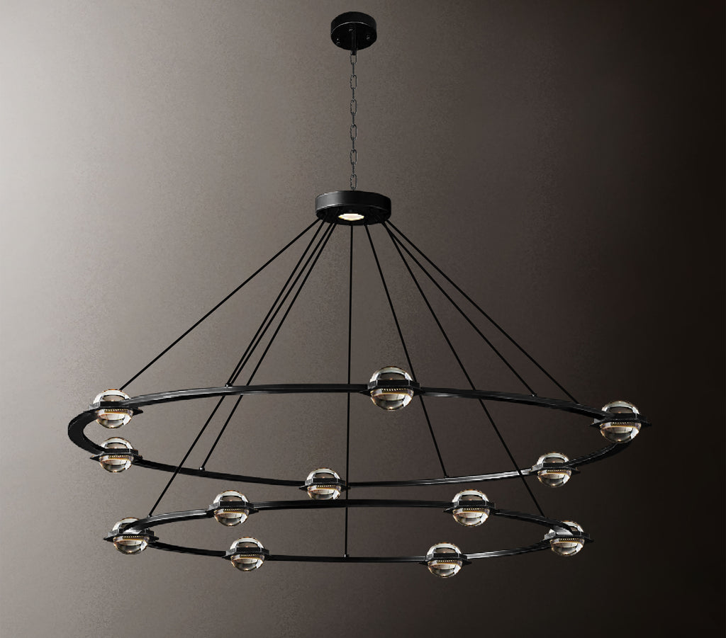 Eclatantes Round 2 Tier Chandelier 62" Lighting Chandeliers with LED Lighted Crystal Orbs - G7-CB/4853/36+30