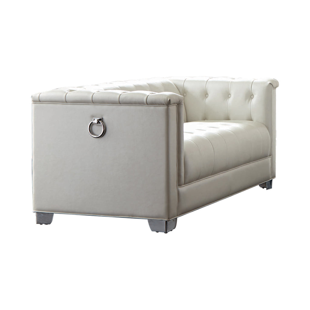 Set 3 - Chaviano Tufted Upholstered Sofa + Loveseat + Chair Pearl White - D300-10057