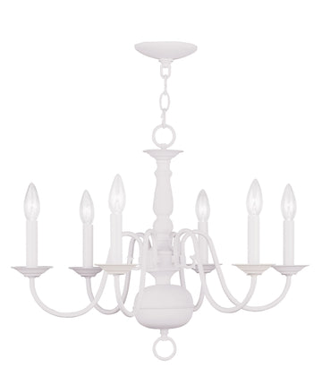 Livex Williamsburgh 6 Light White Chandelier - C185-5006-03