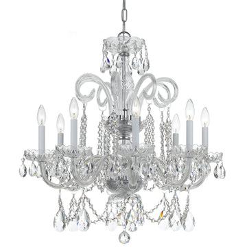 8 Light Polished Chrome Crystal Chandelier Draped In Clear Hand Cut Crystal - C193-5008-CH-CL-MWP