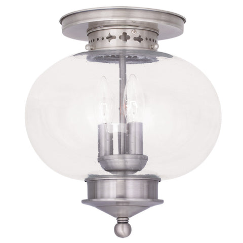 Livex Harbor 3 Light Brushed Nickel Ceiling Mount - C185-5037-91