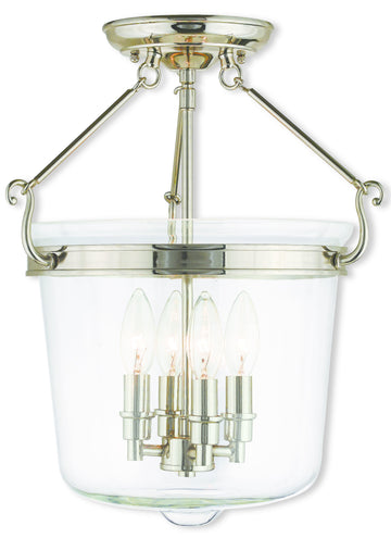 Livex Rockford 4 Light Polished Nickel Ceiling Mount - C185-50485-35