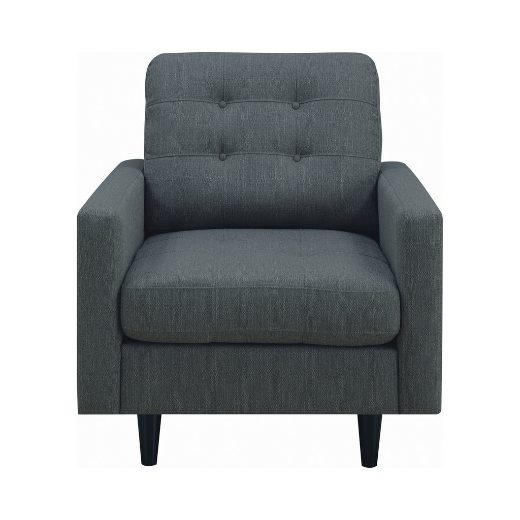 Set of 3 - Kesson Tufted Upholstered Sofa + Loveseat +Chair Charcoal - D300-10055