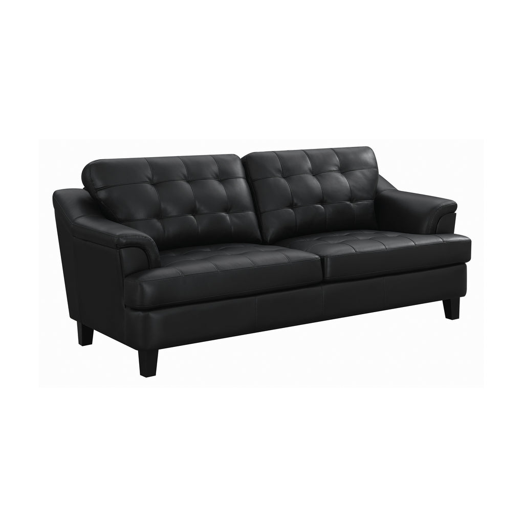 Set of 3 - Freeport Tufted Upholstered Sofa + Loveseat + Chair Black - D300-10078