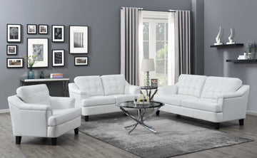 Set of 2 - Freeport Tufted Upholstered Sofa + Loveseat Snow White - D300-10079