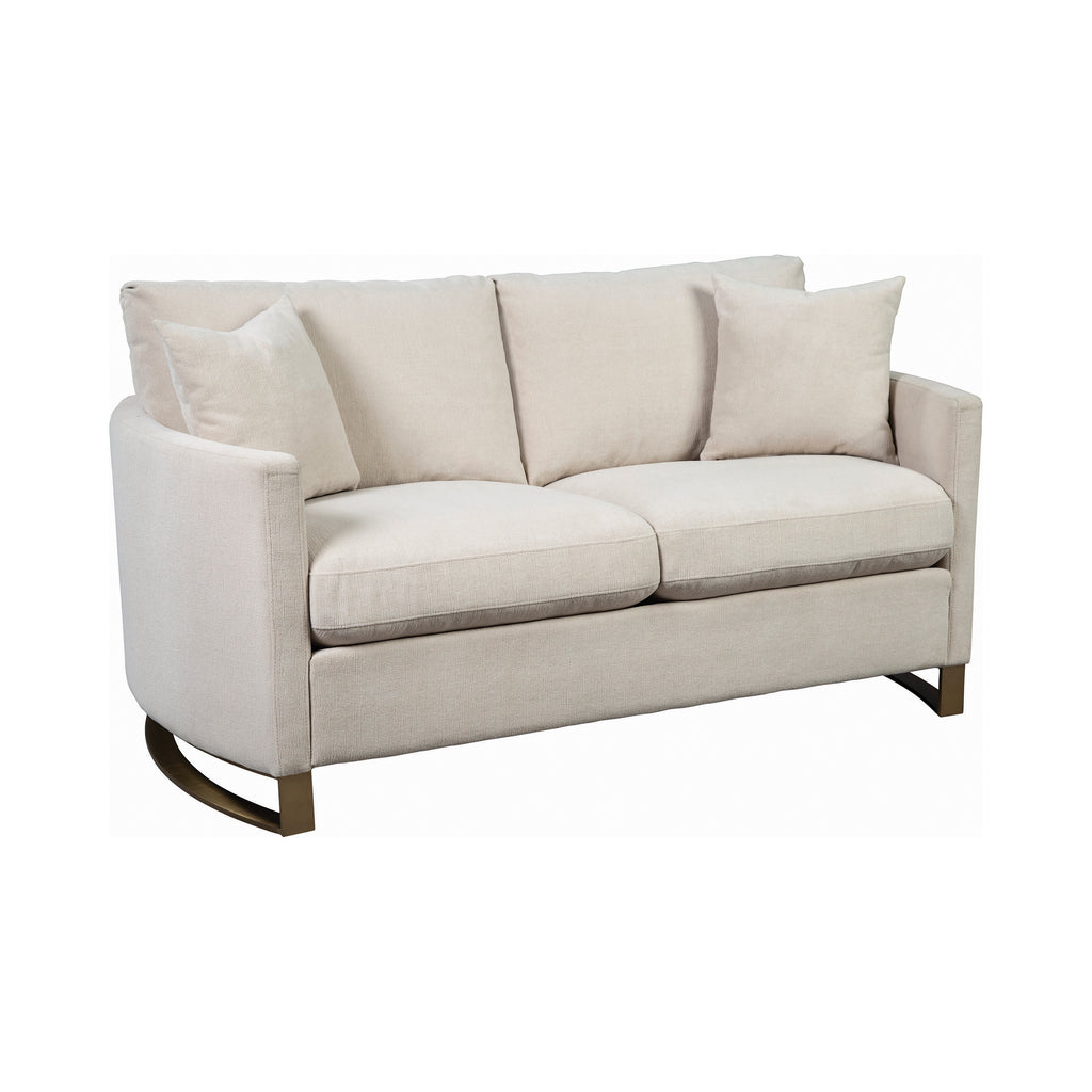 Set of 2 - Corliss Upholstered Arched Arms Sofa + Loveseat Beige - D300-10085