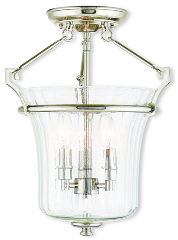 Livex Cortland 3 Light Polished Nickel Ceiling Mount - C185-50923-35